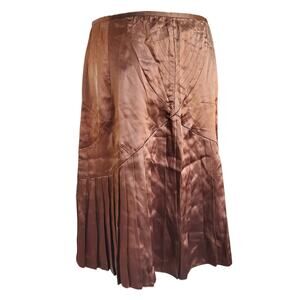 Y2k Euro Skirt Silk Fairycore Brown Knee-Length Belair - Size Medium